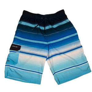 Blue and white striped men’s small billabong swim trunks